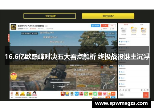 16.6亿欧巅峰对决五大看点解析 终极战役谁主沉浮